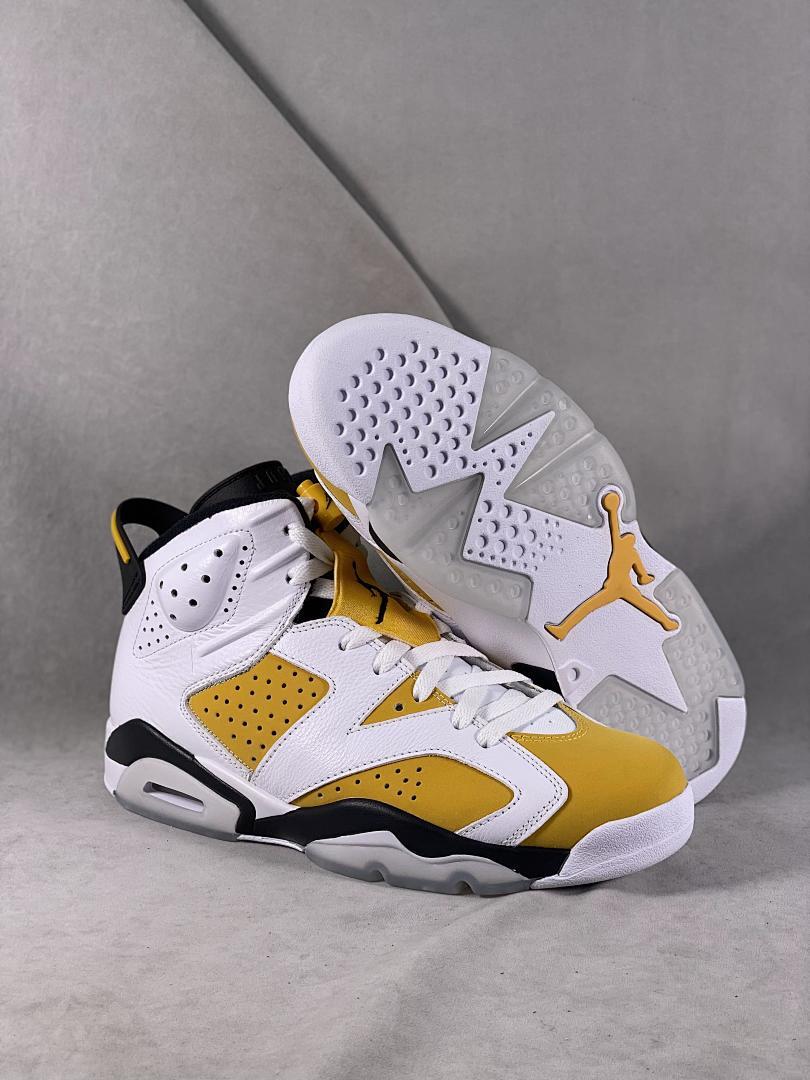 Nike Air Jordan 6 Retro 'Gold Hoops' DH9696-100 White Metallic Gold Black Women's Sneakers