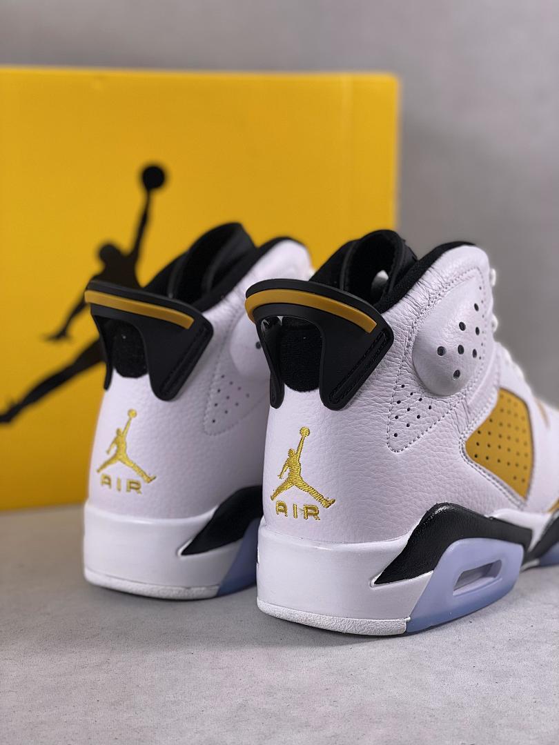 Nike Air Jordan 6 Retro "Yellow Ochre" White Black CT8529-107 Men's Sneakers