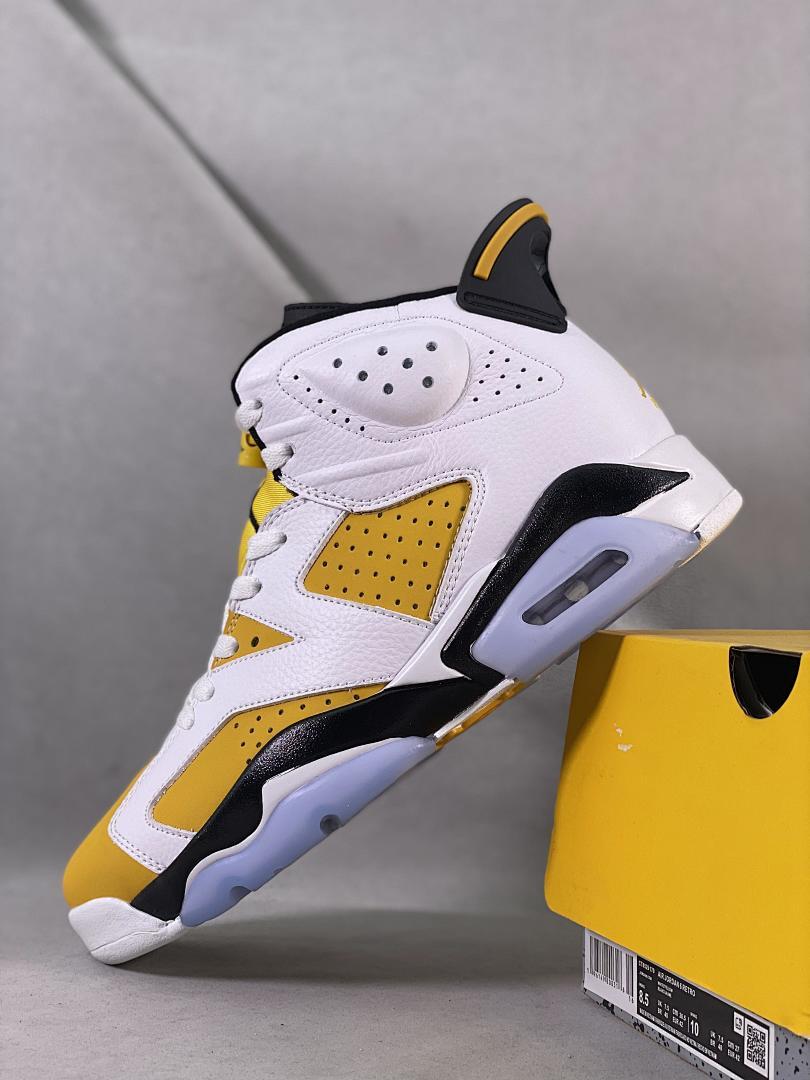Nike Air Jordan 6 Retro "Yellow Ochre" White Black CT8529-107 Men's Sneakers