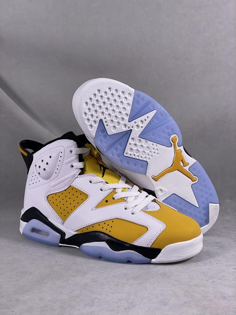 Nike Air Jordan 6 Retro "Yellow Ochre" White Black CT8529-107 Men's Sneakers