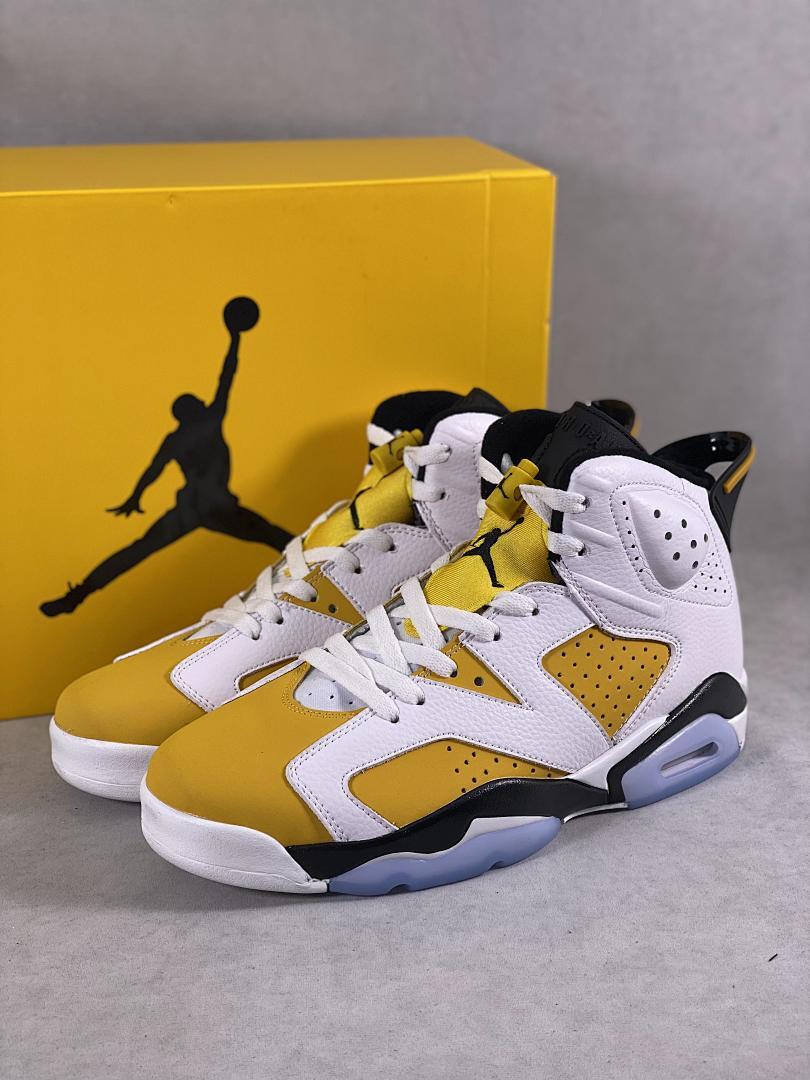 Nike Air Jordan 6 Retro "Yellow Ochre" White Black CT8529-107 Men's Sneakers