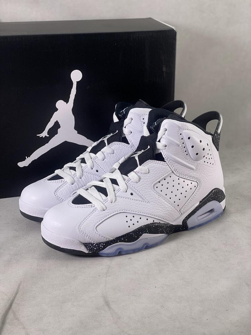 Nike Air Jordan 6 Retro "Oreo" White Black Speckle Shoes Men's Basketball Sneakers 384664-101