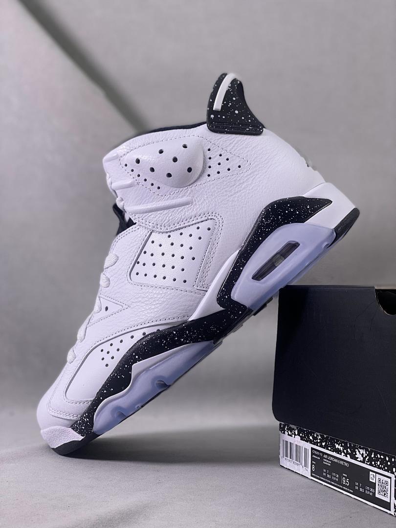 Nike Air Jordan 6 Retro "Oreo" White Black Speckle Shoes Men's Basketball Sneakers 384664-101