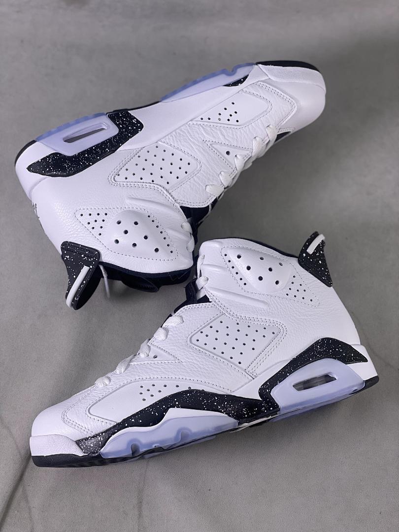 Nike Air Jordan 6 Retro "Oreo" White Black Speckle Shoes Men's Basketball Sneakers 384664-101