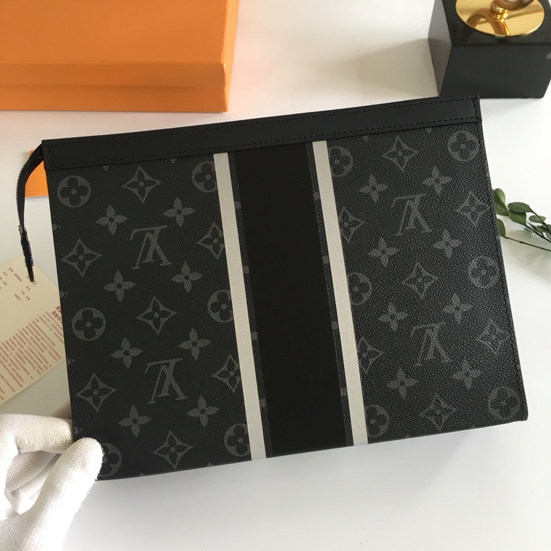 Louis Vuitton Black Monogram Canvas Zipper Clutch Bag and Business Portfolio Case