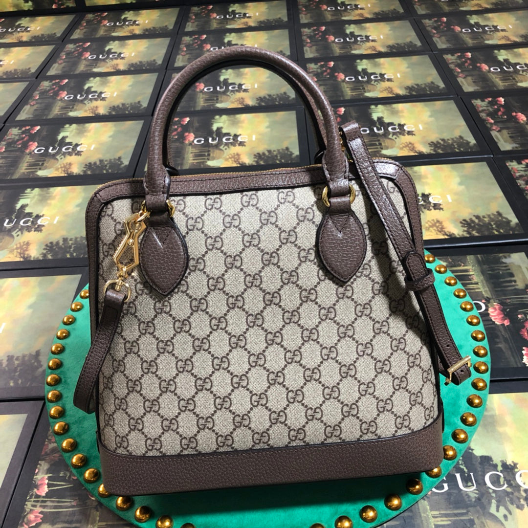 Gucci Horsebit 1955 Small Top Handle Bag GG Supreme Boutique Print Brown