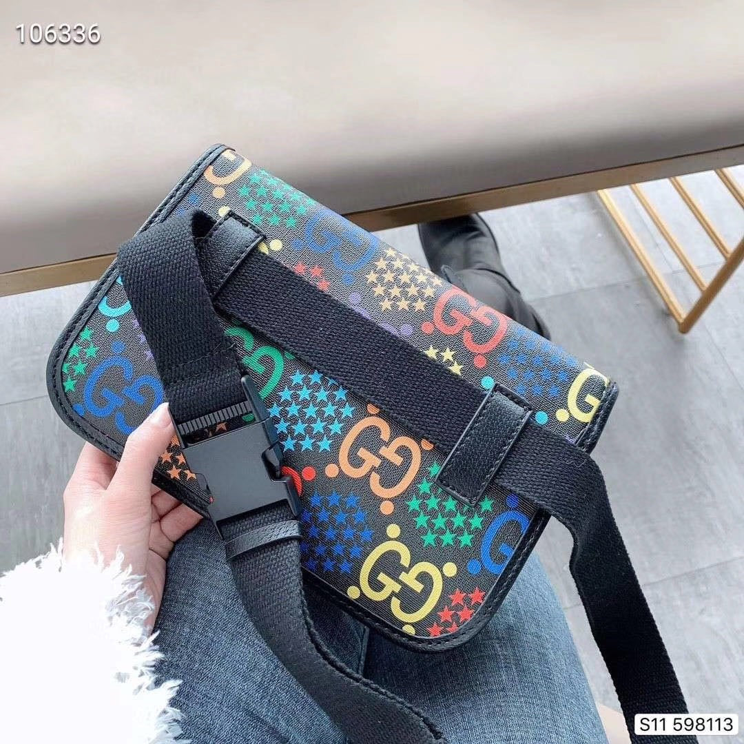 Gucci Multicolor Monogram and Star Print Waist Bag Fanny Pack