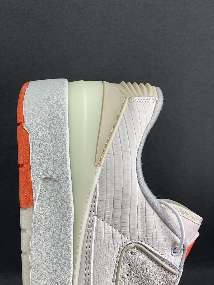 Air Jordan 2 Retro Low Craft Sail Safety Orange DX4401-118 Men's Sneakers