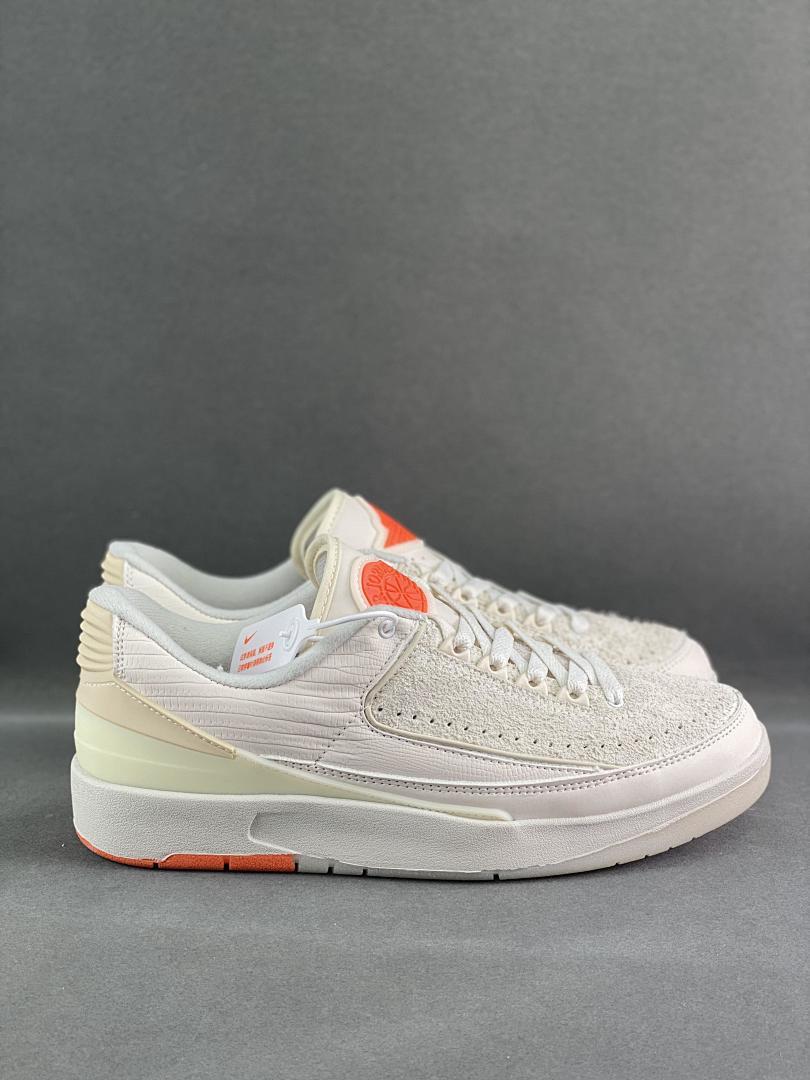 Air Jordan 2 Retro Low Craft Sail Safety Orange DX4401-118 Men's Sneakers