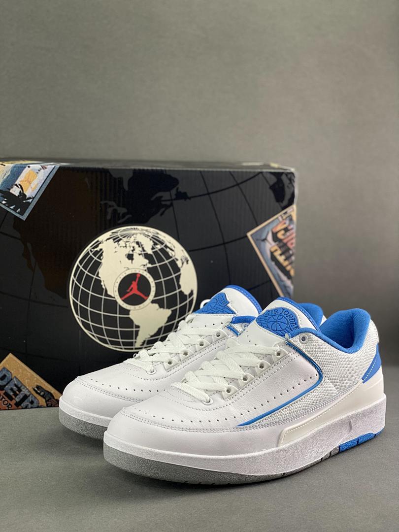 Nike Air Jordan 2 Low 'University Blue' Men's Sneakers DX4401-104 - White Royal Blue Grey Retro Basketball Shoes