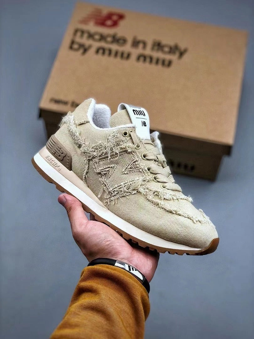 New Balance 574 Protection Pack Refined Future Sandstone U574LGW Men's Women's Lifestyle Sneakers Distressed Frayed Canvas Shoes Khaki Beige