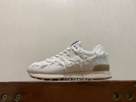 New Balance 574 Rawiya Distressed Frayed Canvas Off-White Cream Sneakers ML574DRY