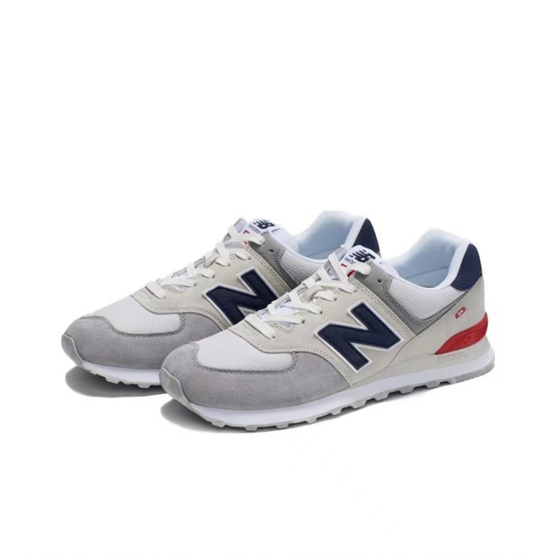 New Balance 574 Lifestyle Sneakers ML574EVG - Castlerock Grey with Navy Blue and Team Red