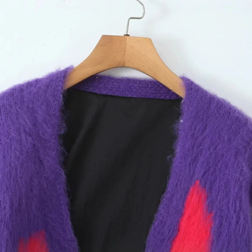 Cardigan Women Panelled Sweater Autumn Winter