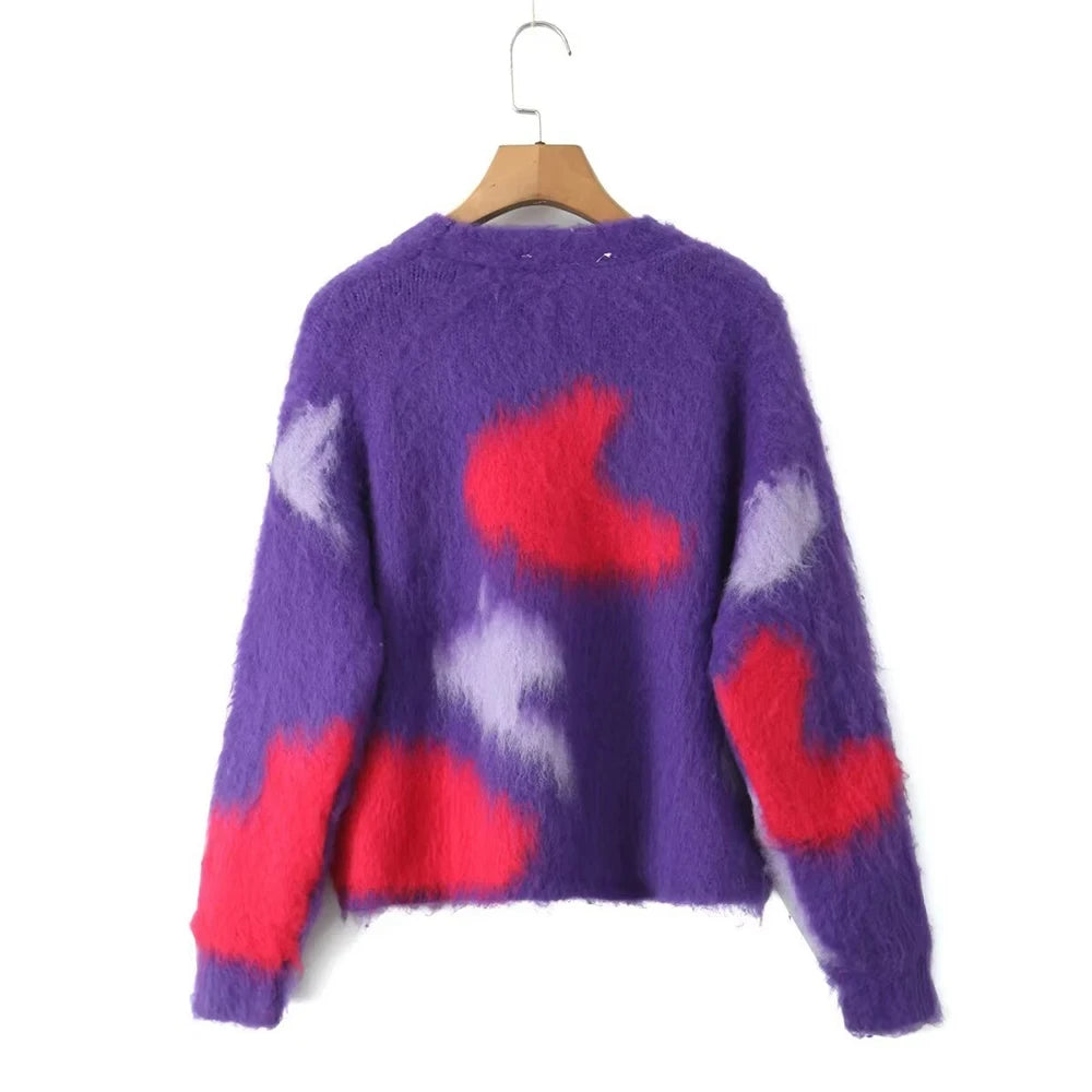 Cardigan Women Panelled Sweater Autumn Winter
