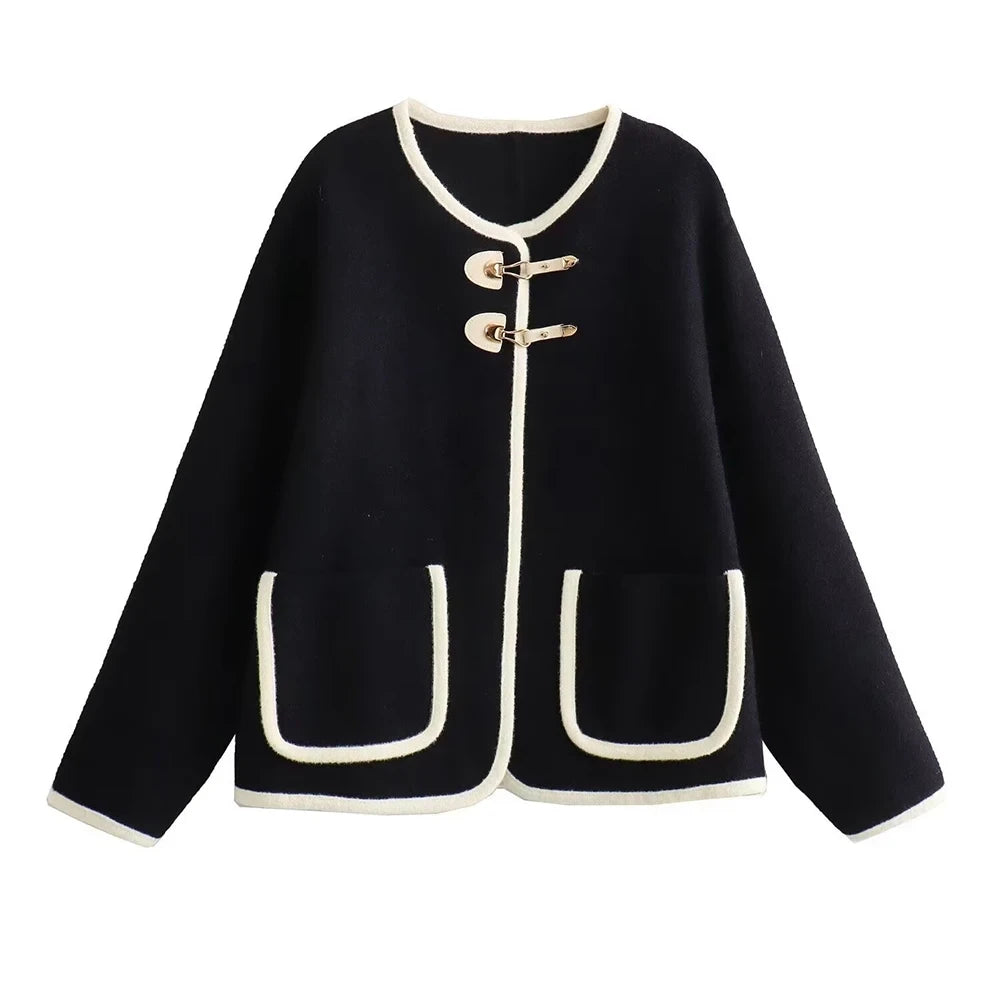 Coat Women Knitted Cardigan Autumn Winter O-neck Jackets