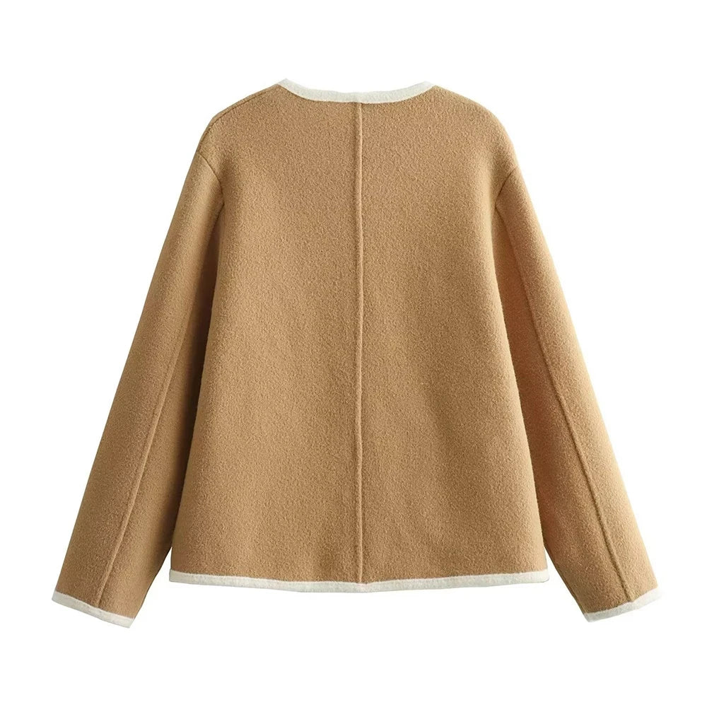 Coat Women Knitted Cardigan Autumn Winter O-neck Jackets