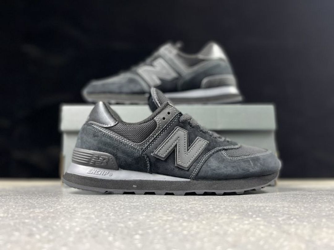 New Balance 574 Classic Lifestyle Sneakers Dark Grey Suede Mesh Men's Women's Shoes ML574EGG