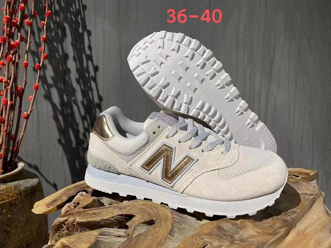 New Balance 574 Women's Cream Gold Metallic Lifestyle Sneakers