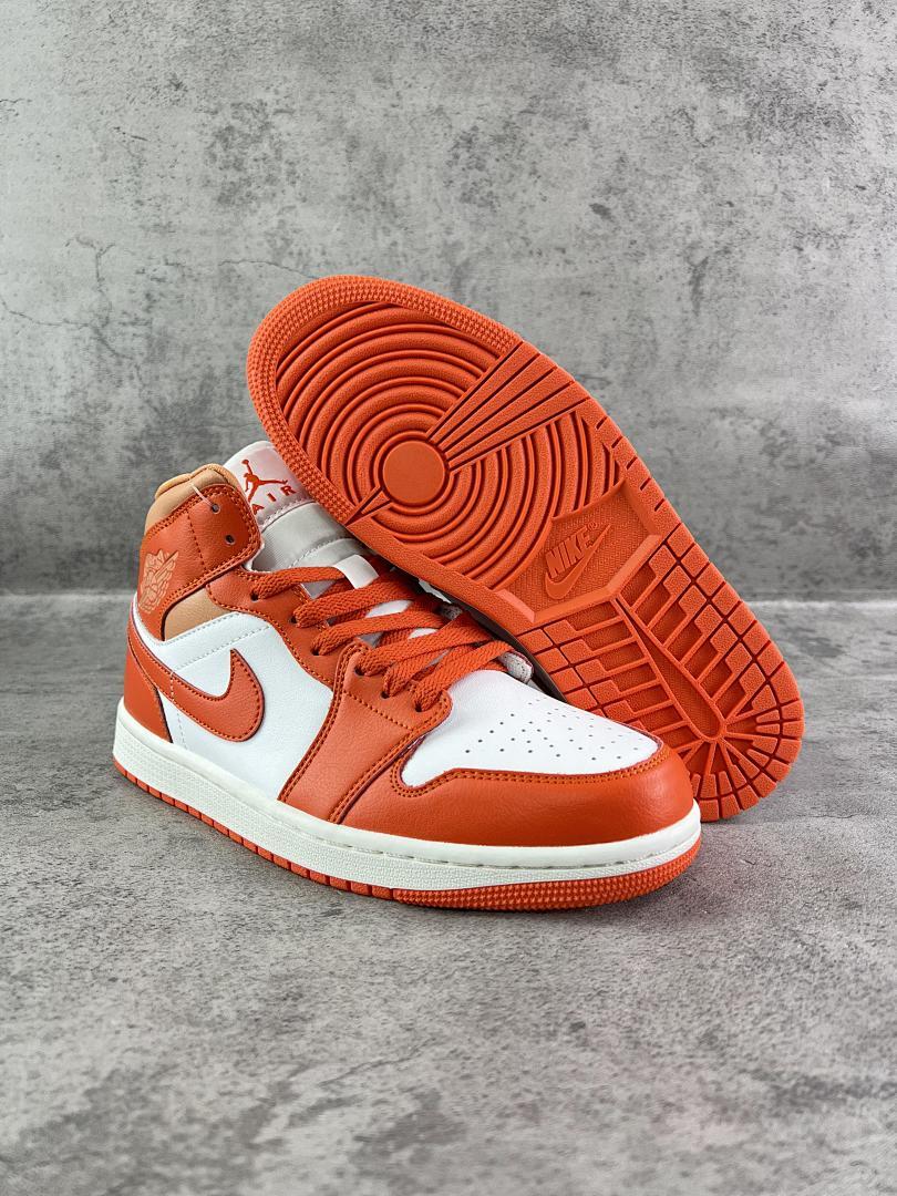 Nike Air Jordan 1 Mid Women's "Starfish" Orange White Sneakers BQ6472-104