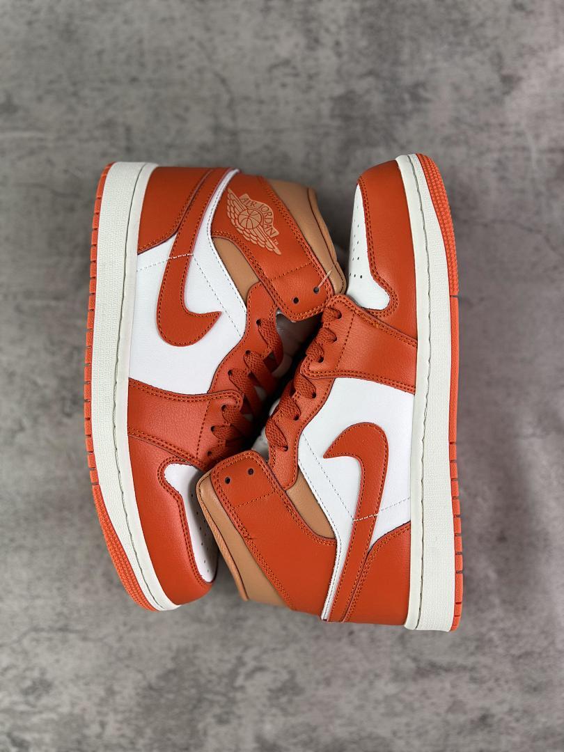 Nike Air Jordan 1 Mid Women's "Starfish" Orange White Sneakers BQ6472-104