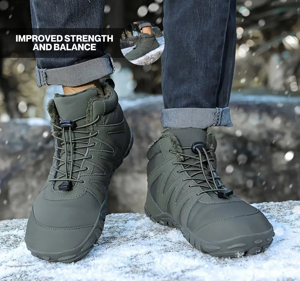 Blotcha Unisex Waterproof Hiking Boots Fleece Lined Non-Slip High Top Outdoor Shoes Black