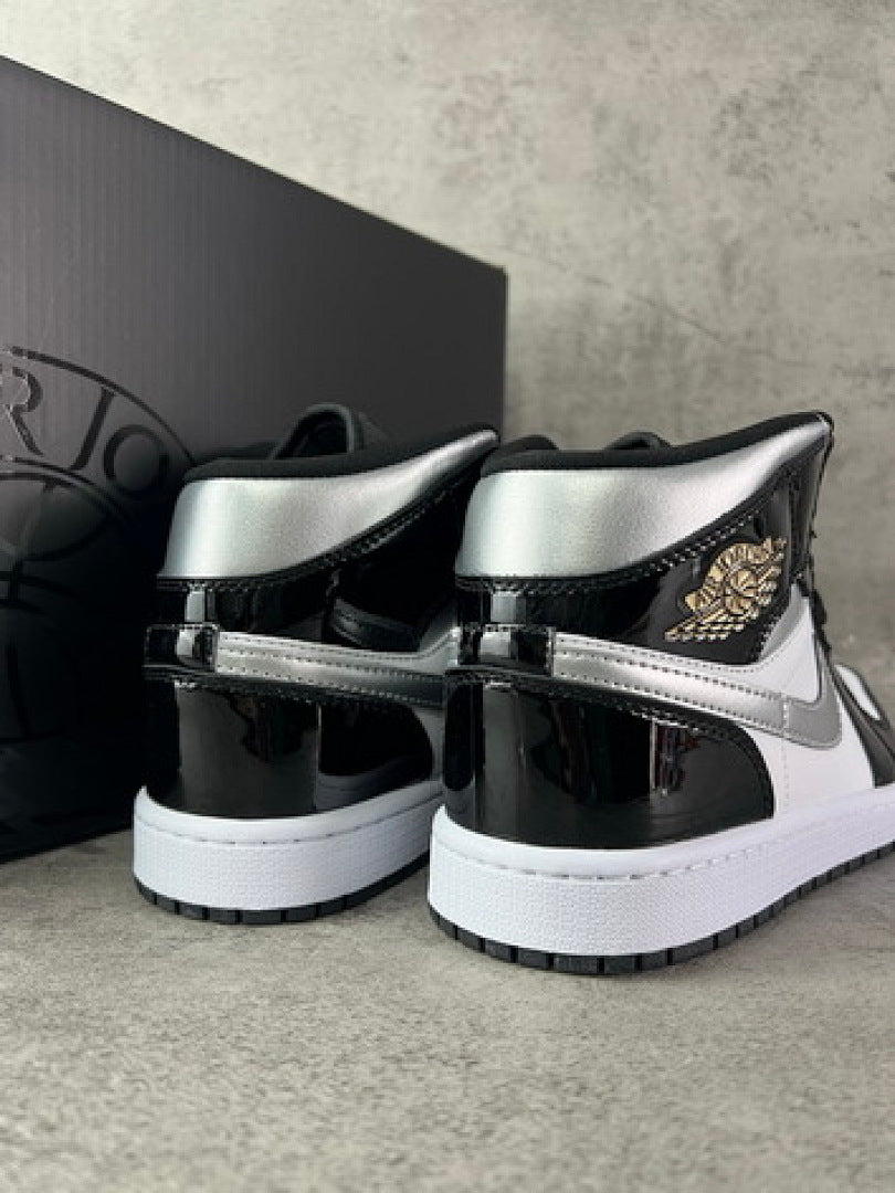 Air Jordan 1 Low SE All-Star 2021 Black White Patent Leather Metallic Silver Gold DD1650-001 Men's Sneakers