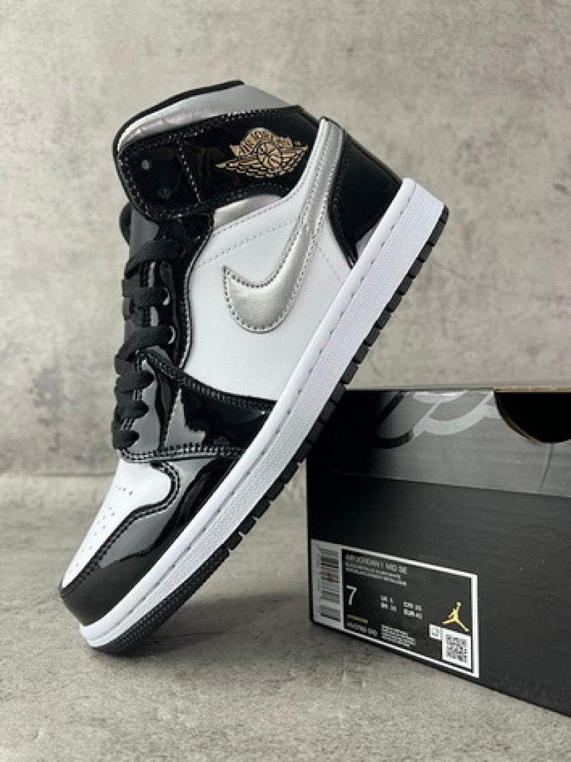 Air Jordan 1 Low SE All-Star 2021 Black White Patent Leather Metallic Silver Gold DD1650-001 Men's Sneakers