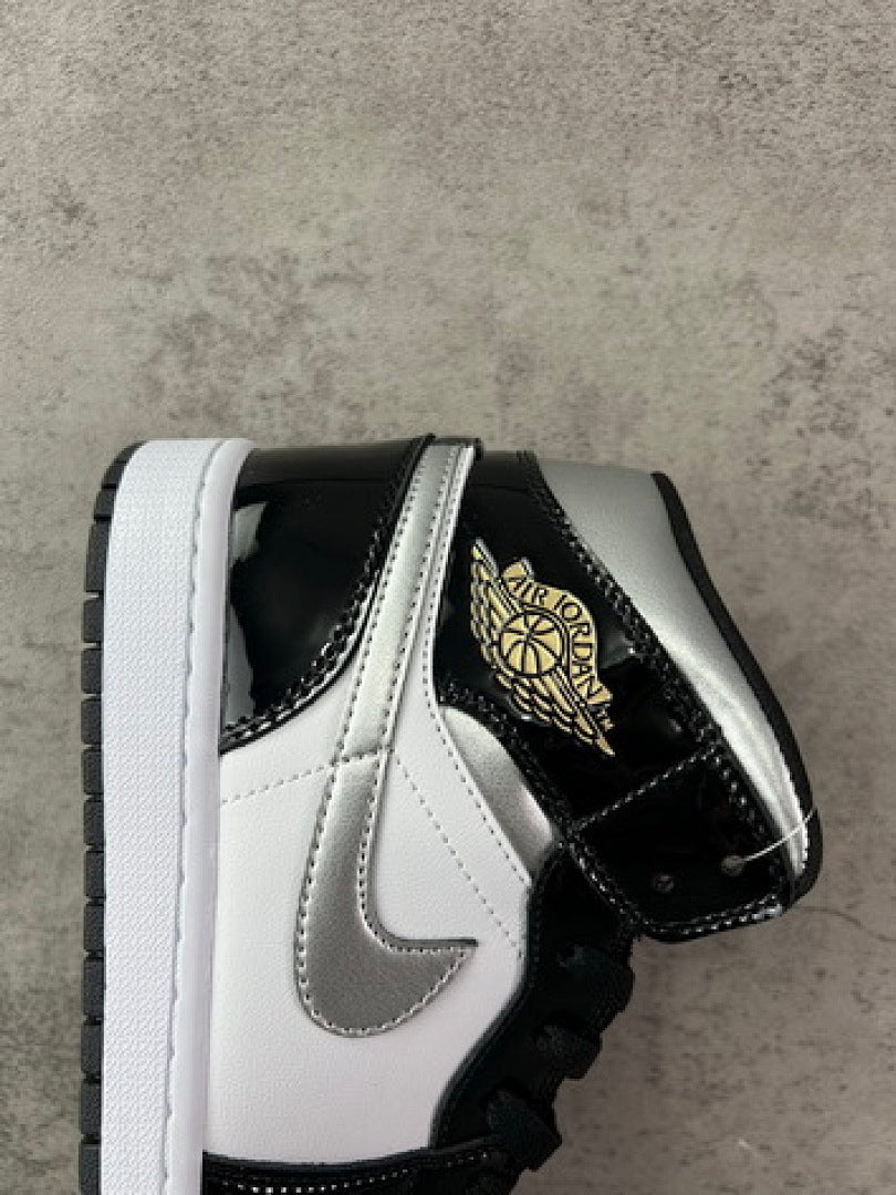 Air Jordan 1 Low SE All-Star 2021 Black White Patent Leather Metallic Silver Gold DD1650-001 Men's Sneakers