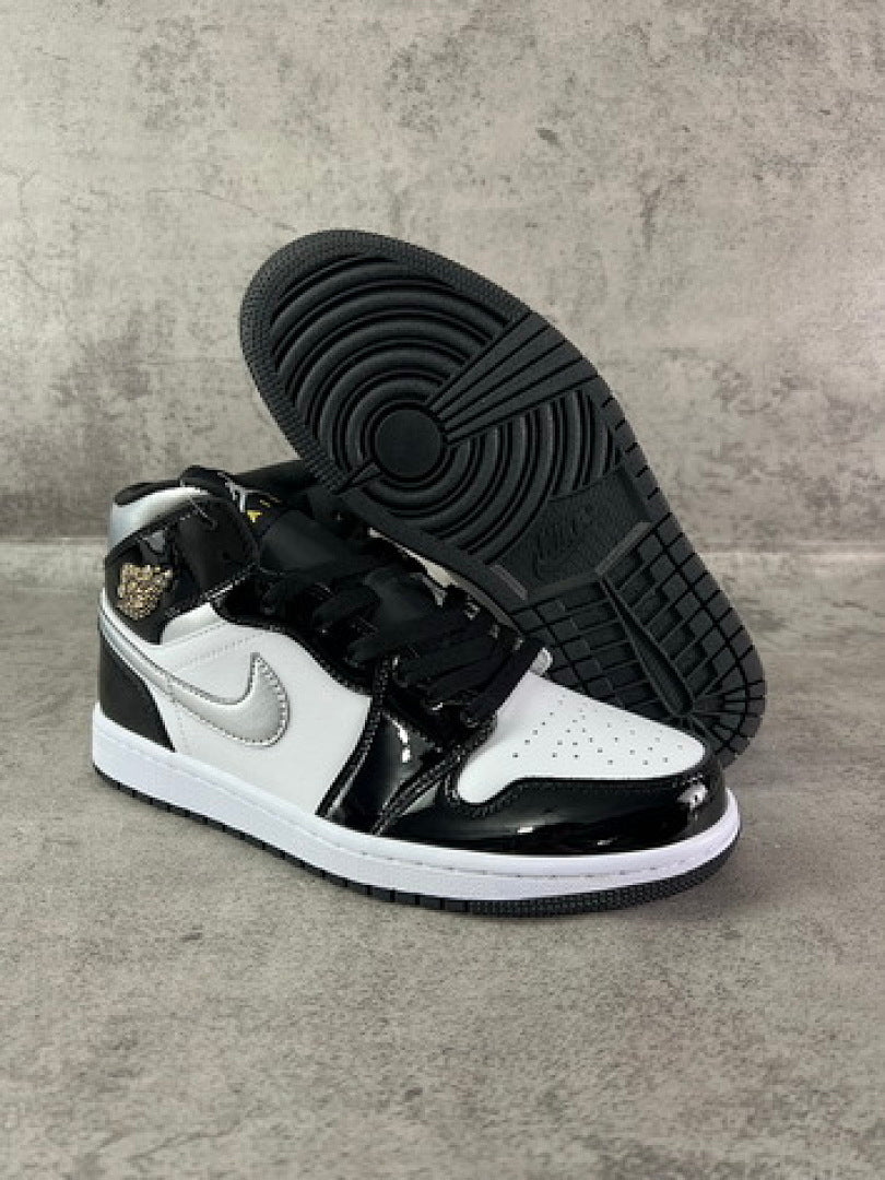 Air Jordan 1 Low SE All-Star 2021 Black White Patent Leather Metallic Silver Gold DD1650-001 Men's Sneakers