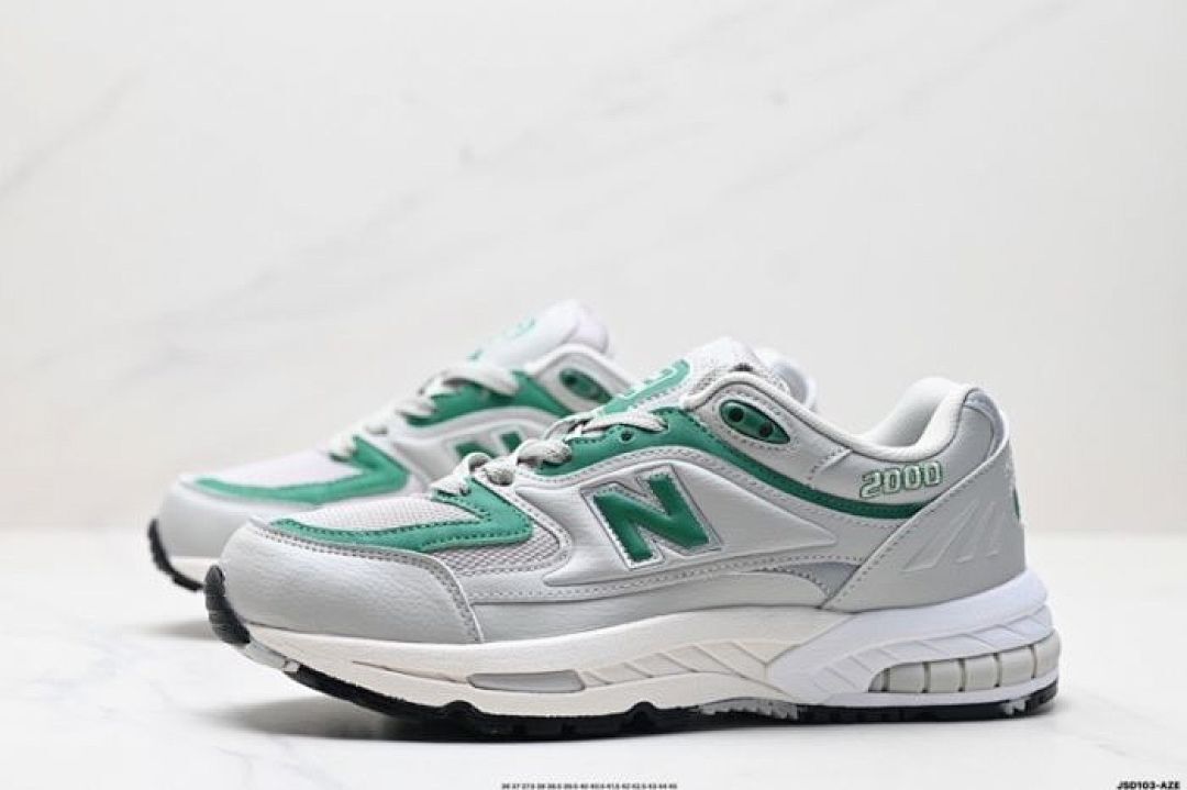 New Balance 2000 Grey Green Athletic Running Shoes Trainers