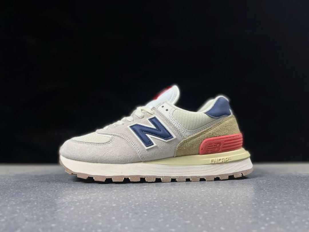 New Balance 574 Legacy Light Grey Navy Red Tan Cream Unisex Lifestyle Sneakers Trainers