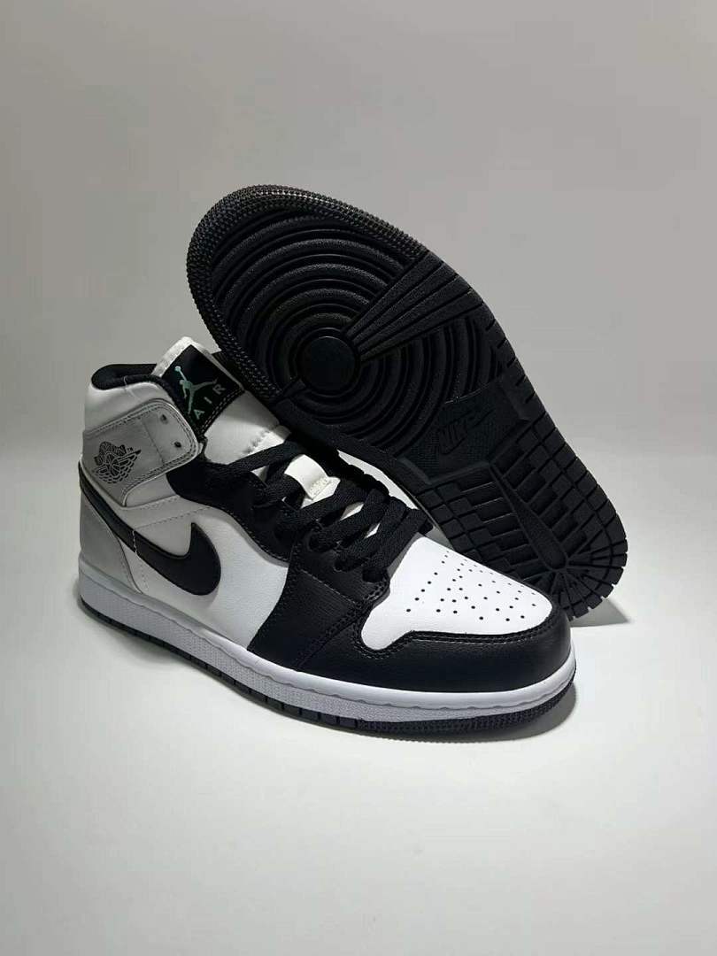 Air Jordan 1 Mid Black White Aluminum DQ8426-001 Men's Women's Sneakers Shoes