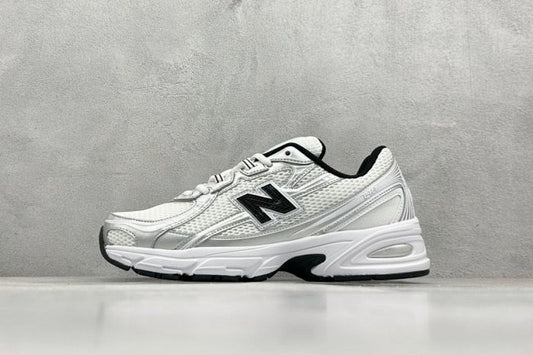 New Balance 740 White Silver Black Metallic Retro Running Shoes