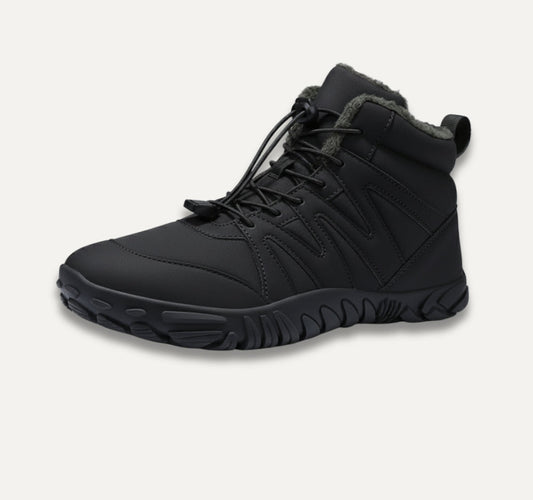 Blotcha Unisex Waterproof Hiking Boots Fleece Lined Non-Slip High Top Outdoor Shoes Black