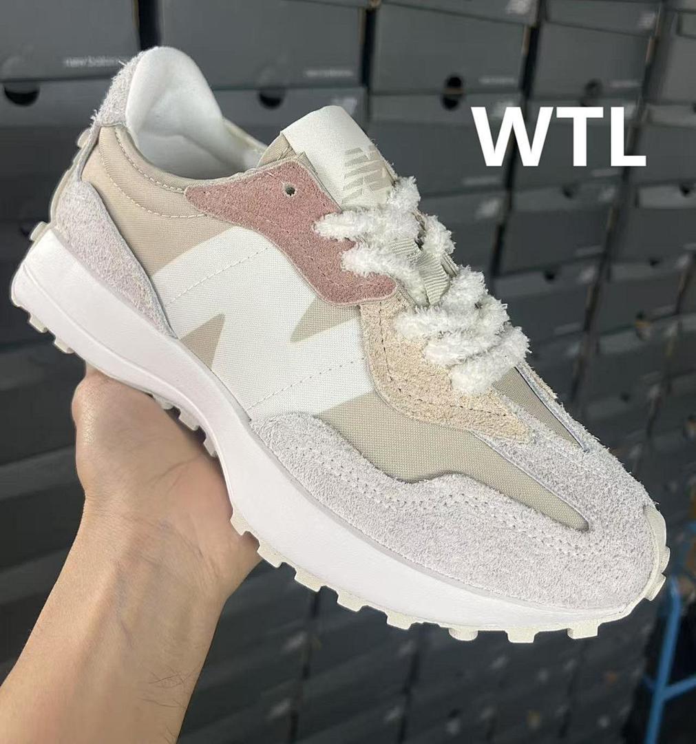 New Balance 327 Women's Moonbeam Macadamia Nut Pink Haze Cozy Pack Sneakers Fluffy Sherpa Laces Trainers WS327PA
