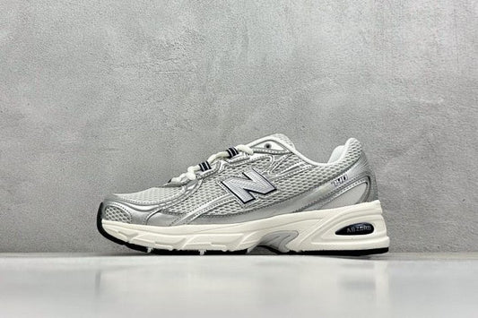 New Balance 740 Silver Metallic White Mesh Retro Running Shoes ABZORB Sneakers Trainers
