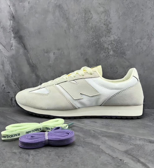 New Balance 237 MS237LA1 Men's Women's Casual Lifestyle Sneakers Light Aluminum Sea Salt Cream White Suede Retro Running Shoes