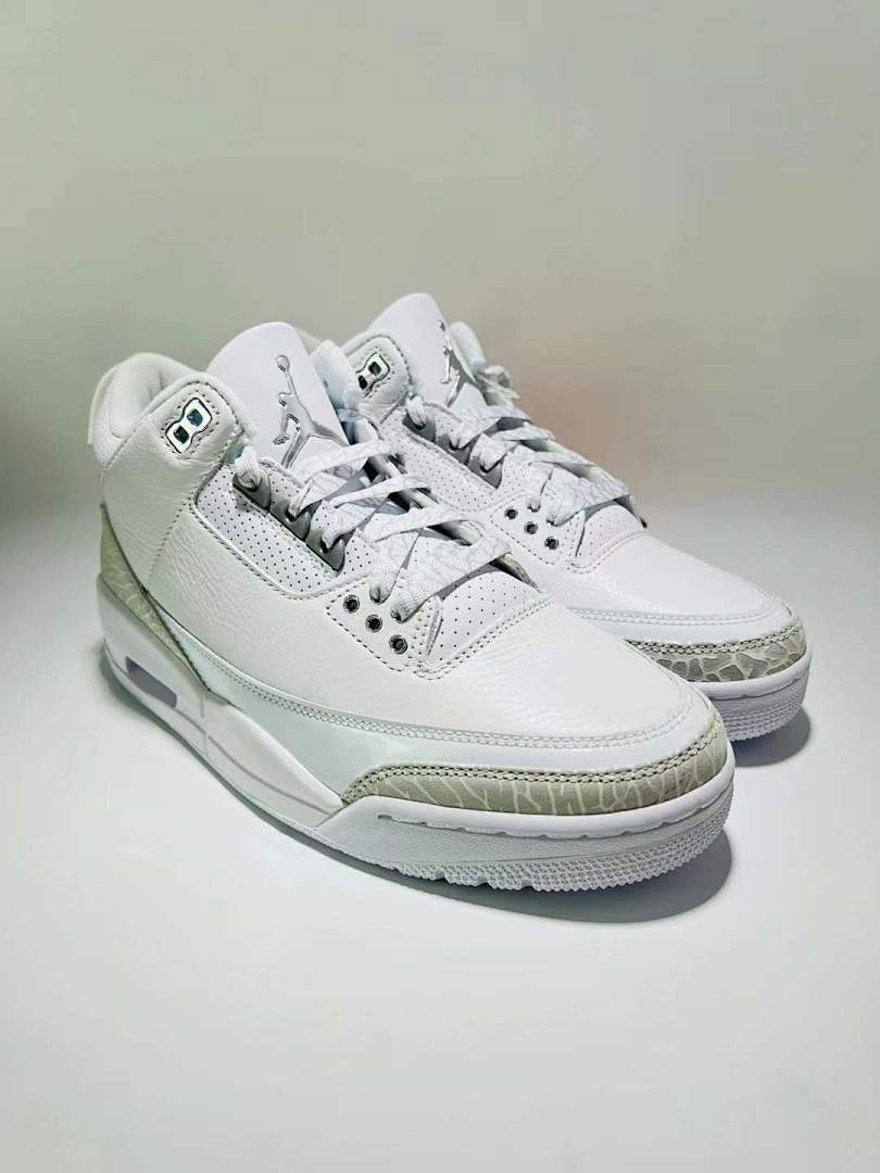 Air Jordan 3 Retro Pure White Men's Sneakers 136064-111