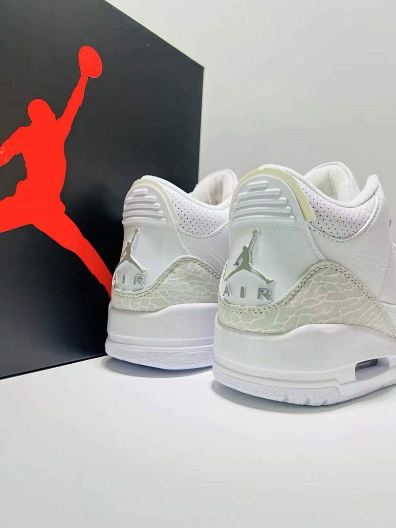 Air Jordan 3 Retro Pure White Men's Sneakers 136064-111