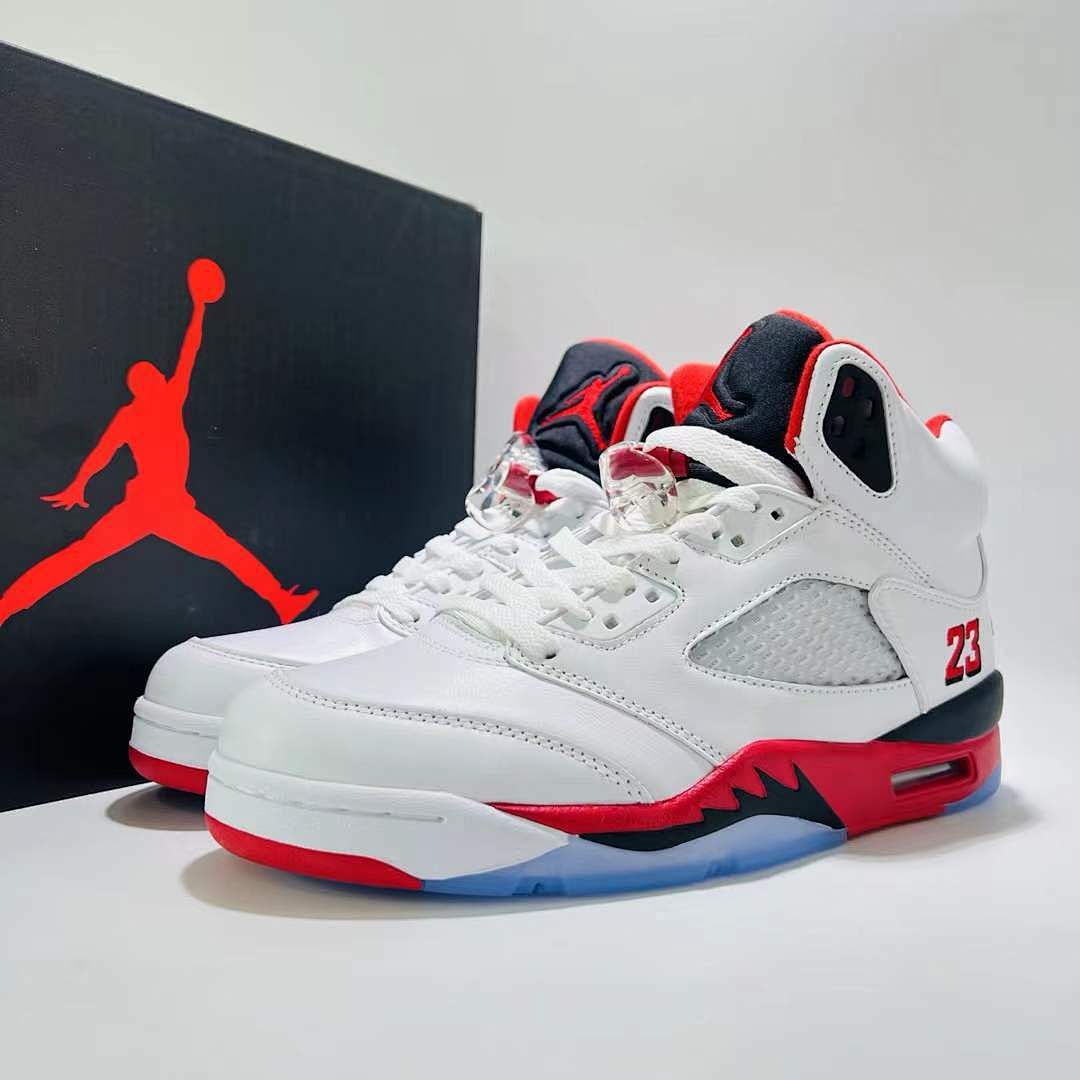 Nike Air Jordan 5 Retro Fire Red (2013) Men's Basketball Shoes White Black Red 136027-120