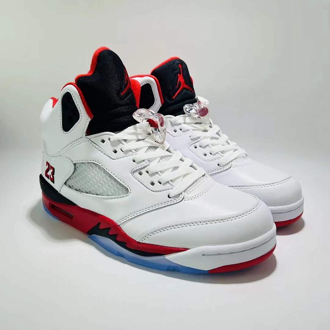 Nike Air Jordan 5 Retro Fire Red (2013) Men's Basketball Shoes White Black Red 136027-120