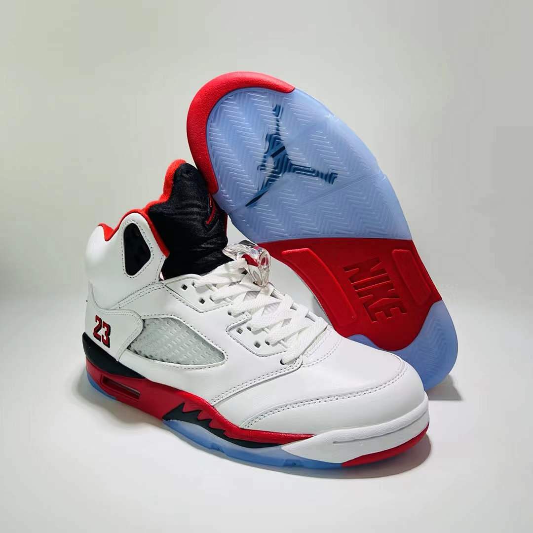 Nike Air Jordan 5 Retro Fire Red (2013) Men's Basketball Shoes White Black Red 136027-120