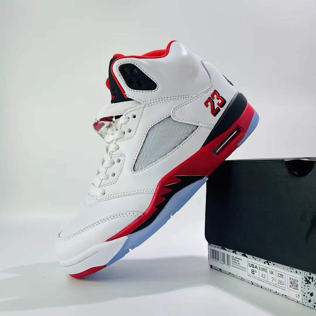 Nike Air Jordan 5 Retro Fire Red (2013) Men's Basketball Shoes White Black Red 136027-120