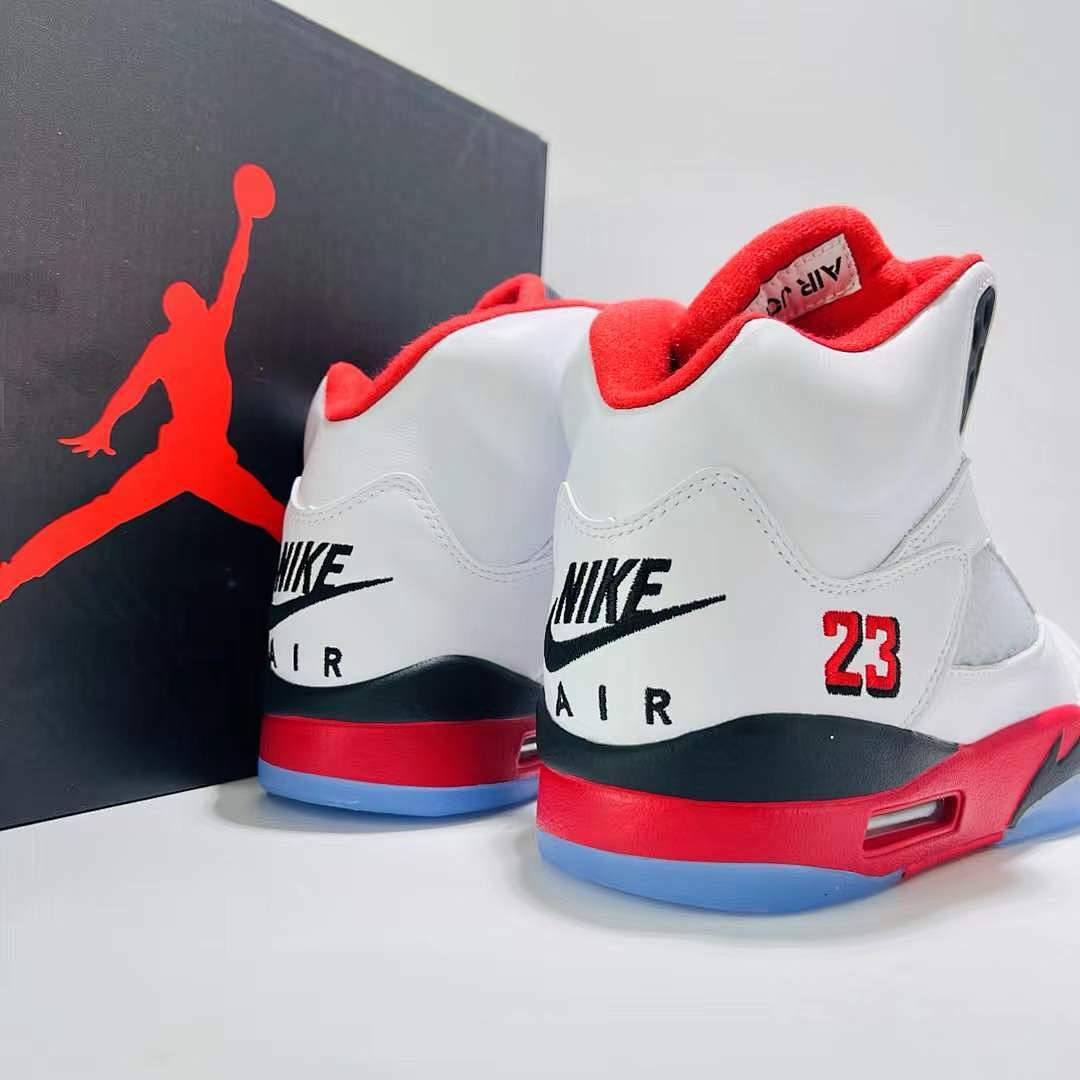 Nike Air Jordan 5 Retro Fire Red (2013) Men's Basketball Shoes White Black Red 136027-120