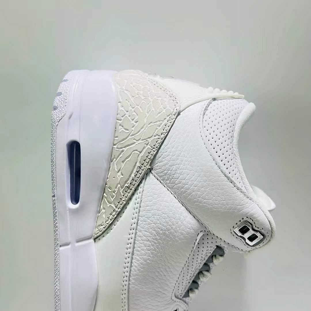 Nike Air Jordan 3 Retro Pure Money White Metallic Silver Pure Platinum Men's Sneakers (136064-103)