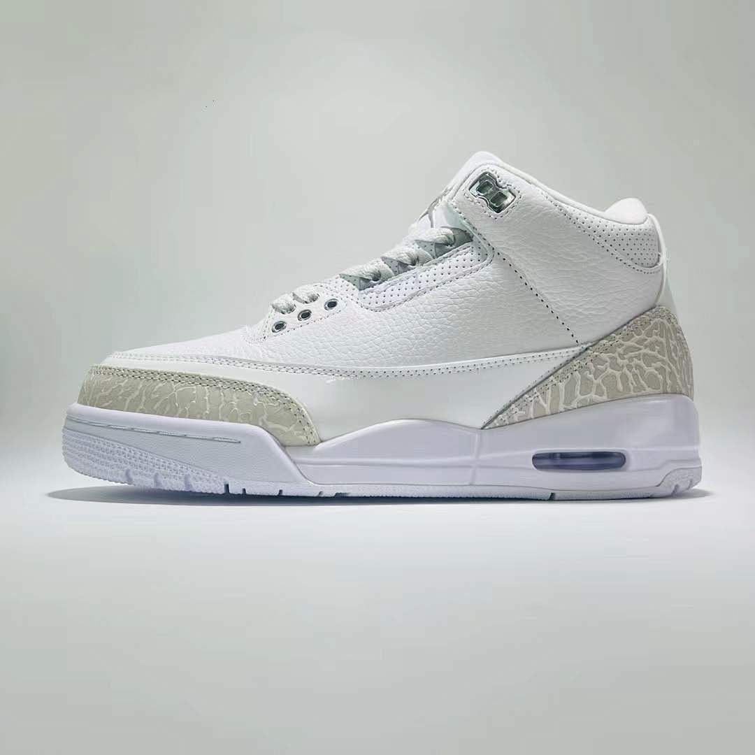 Nike Air Jordan 3 Retro Pure Money White Metallic Silver Pure Platinum Men's Sneakers (136064-103)