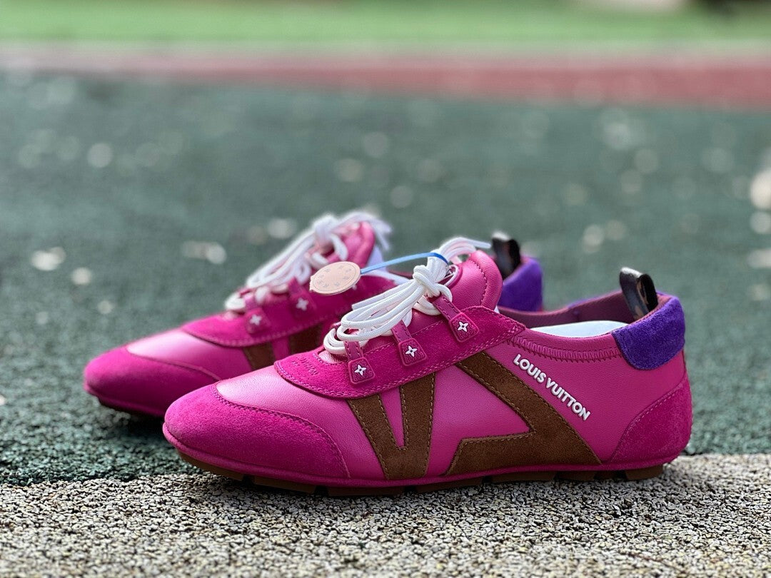 Louis Vuitton Run Away Sneaker Pink Suede Leather Brown Purple