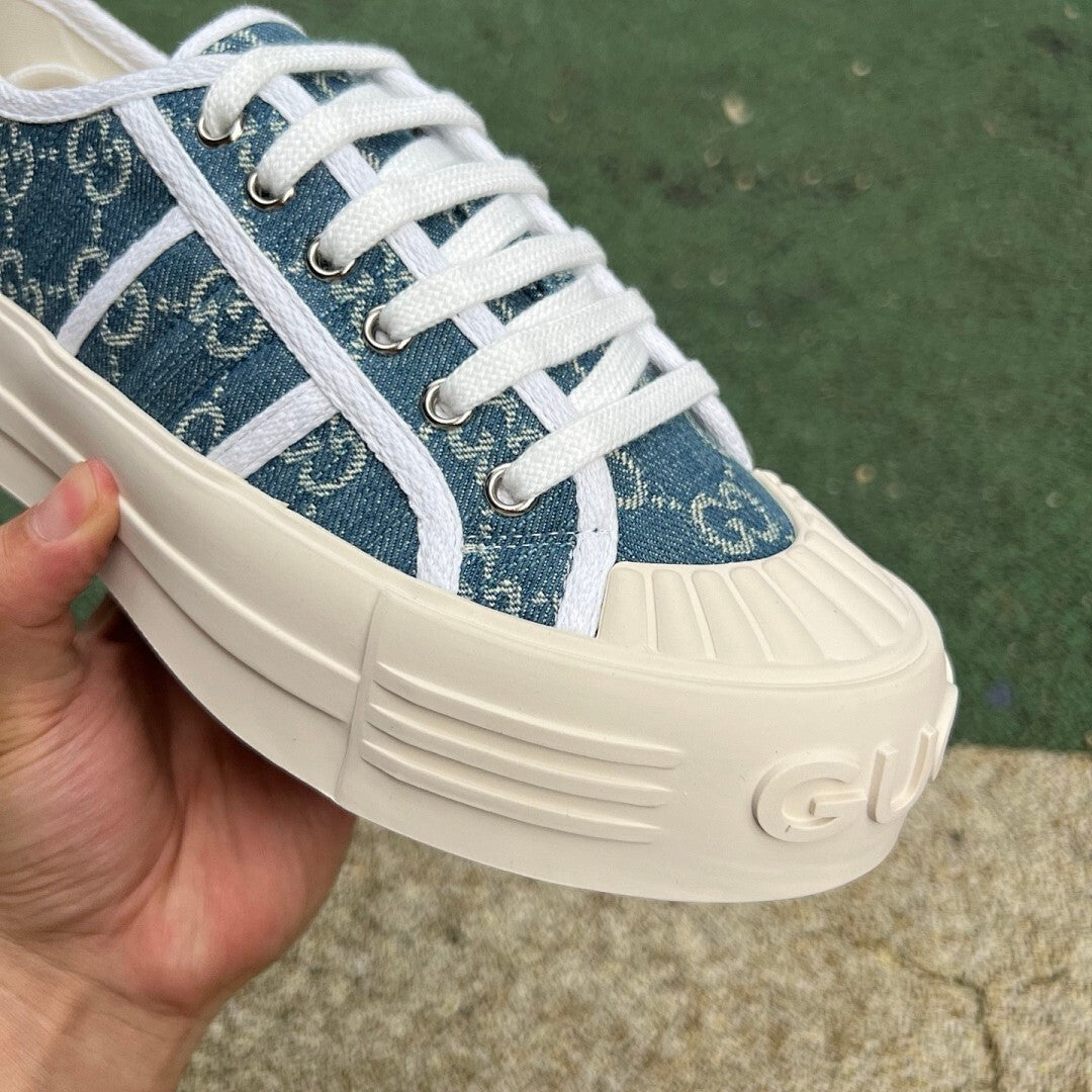 Gucci Women's GG Monogram Denim Platform Low-Top Sneaker, Code: 663456 XDD48 4268