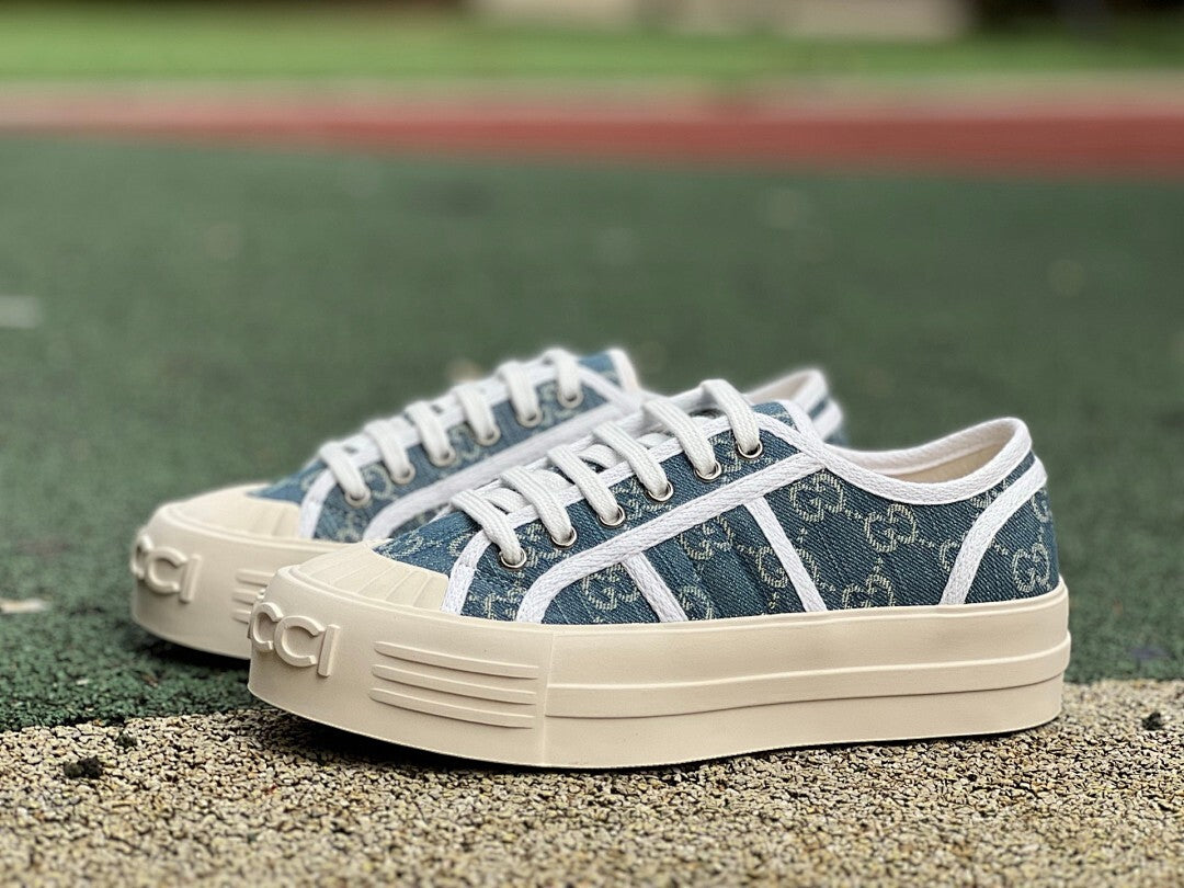 Gucci Women's GG Monogram Denim Platform Low-Top Sneaker, Code: 663456 XDD48 4268